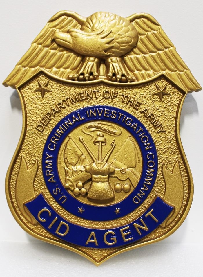 MP-1347 - Carved 3-D Bas-Relief HDU Plaque of the Badge of a CID Agent, US Army Criminal Investigation Command
