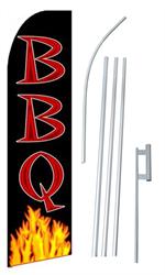 BBQ Black and Yellow Swooper/Feather Flag + Pole + Ground Spike
