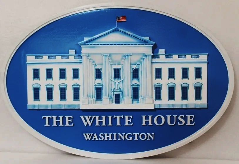 AP-1182 - Carved Plaque of the Seal of the White House, 3-D Artist Painted