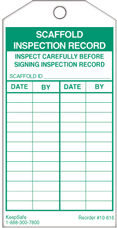 Scaffold Inspection Record Tag
