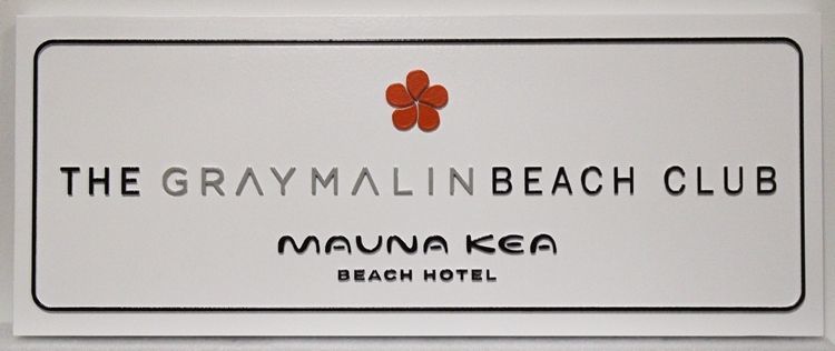 L22203 - Carved 2.5-D Raised Relief HDU Sign ,  "The Gray Malin Beach Club” for the Mauna Kea Beach Club