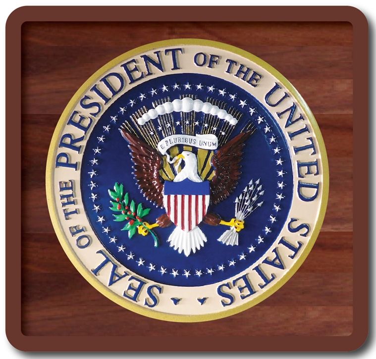 U30092 - Carved 3-D Wall Plaque of the Seal of the President of the United States