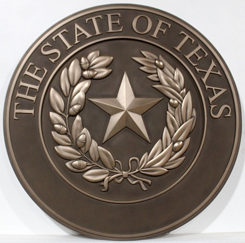 BP-1516 - Carved Plaque of the Great Seal of the State of Texas, Bronze-Finish