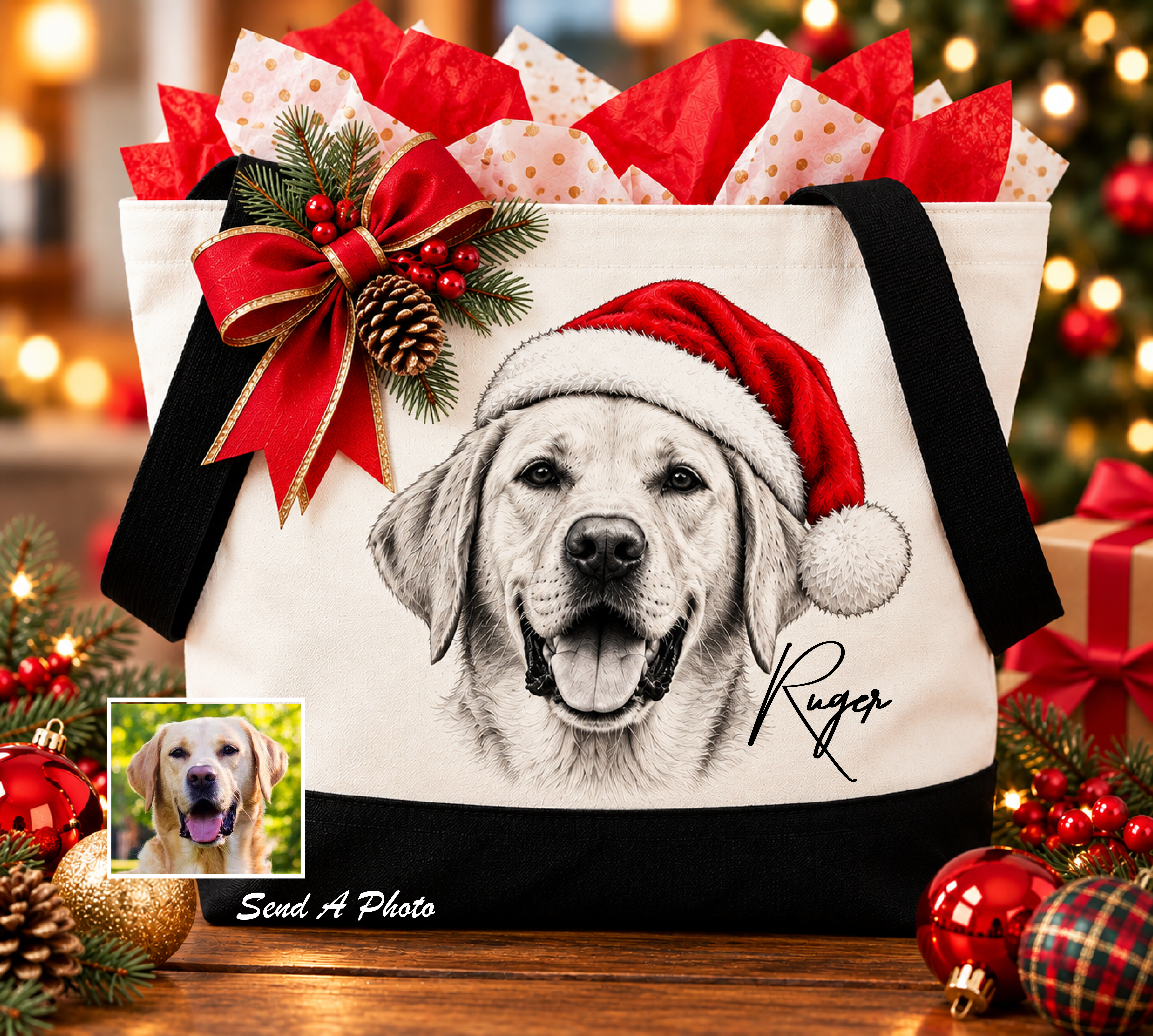 Personalized Holiday Pet Tote Bag