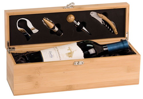 Genuine Bamboo Wine Presentation Box w/ Tools