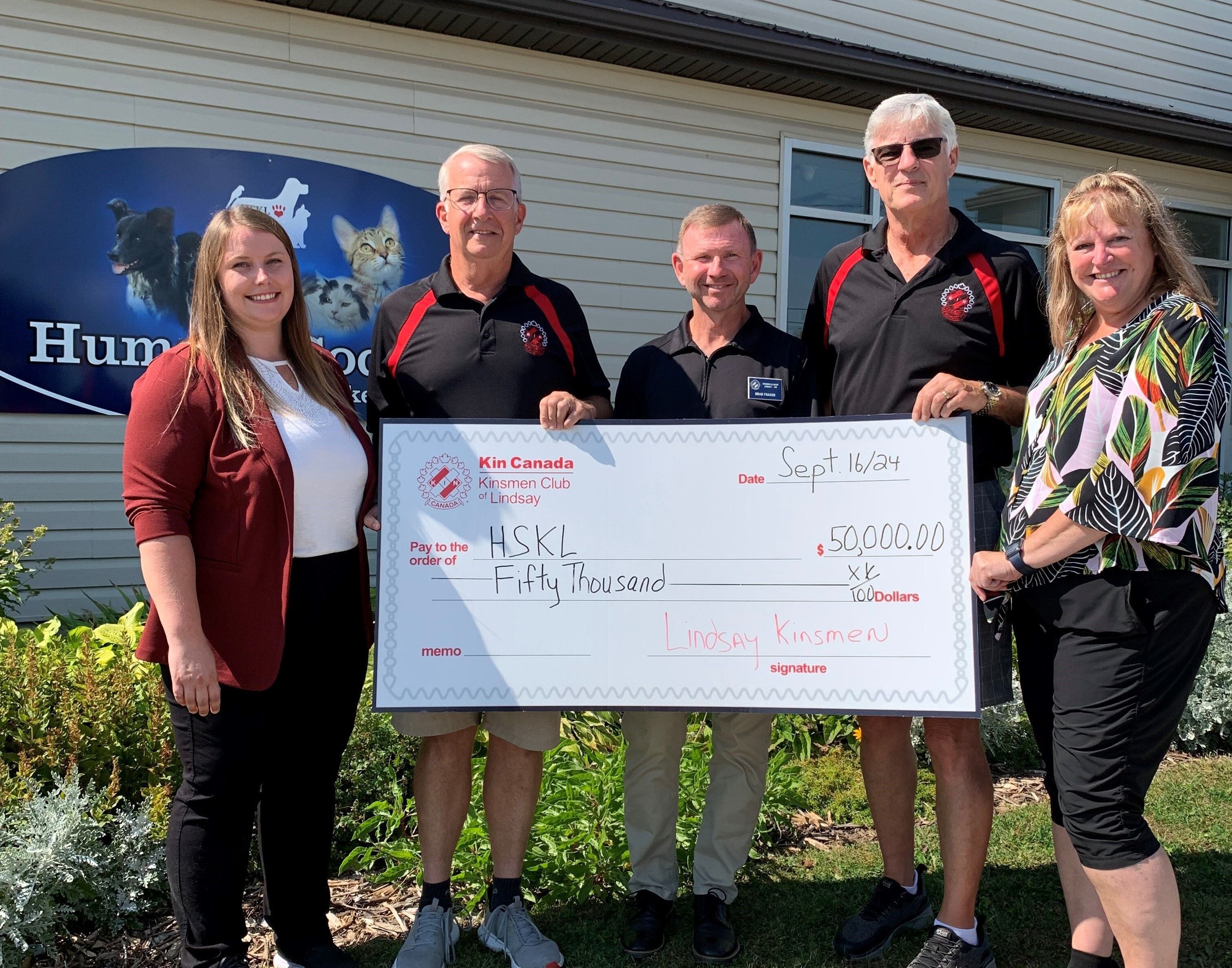 Kinsmen Club of Lindsay donates $50,000 to the Humane Society of Kawartha Lakes