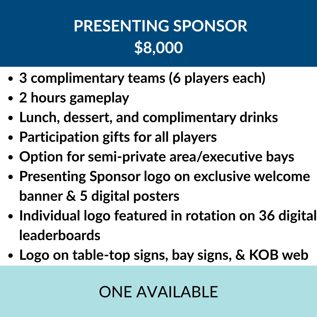$8,000 Presenting Sponsor (1 Available) 