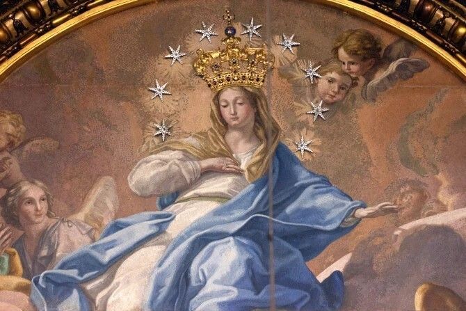 When Pope Pius IX declared the doctrine of the Immaculate Conception of the Virgin Mary on Dec. 8, 1854, he had a golden crown added to the mosaic of Mary, Virgin Immaculate, in the Chapel of the Choir in St. Peter’s Basilica. | Credit: Daniel Ibañez/CNA