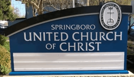 D13016A - Carved HDU Entrance Sign for Springboro United Church of Christ