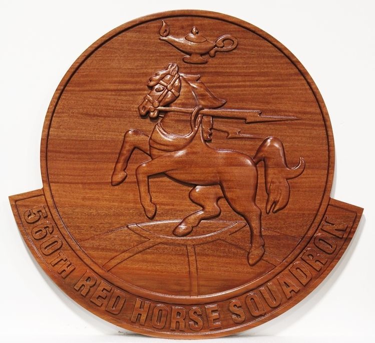 WM1095 - Crest of the USAF Red Horse Squadron , 3-D Bas-Relief