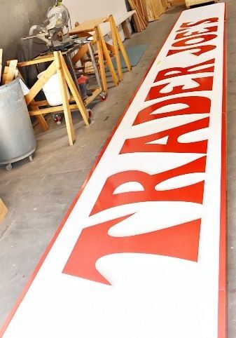 Q25621 - Large Carved 2.5-D and Sandblasted HDU Sign for Trader Joe's