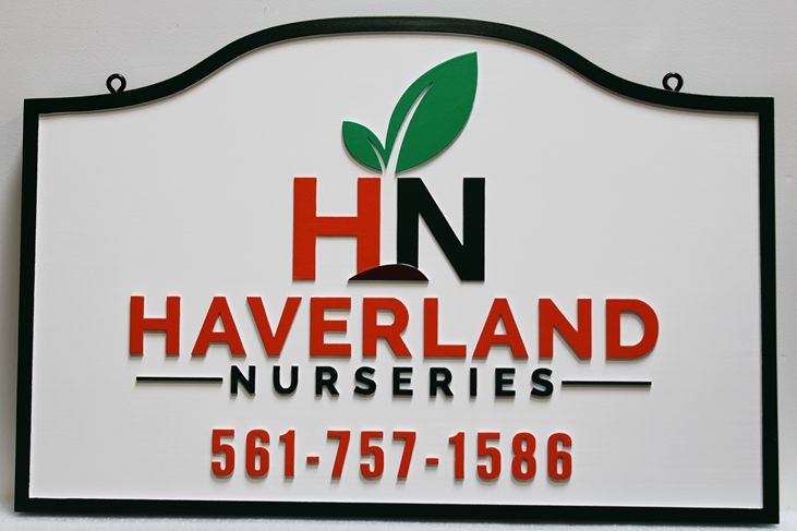 S28170 -  Carved Multi-level Sign Made for Haverland Nurseries, with Its Logo as Artwork