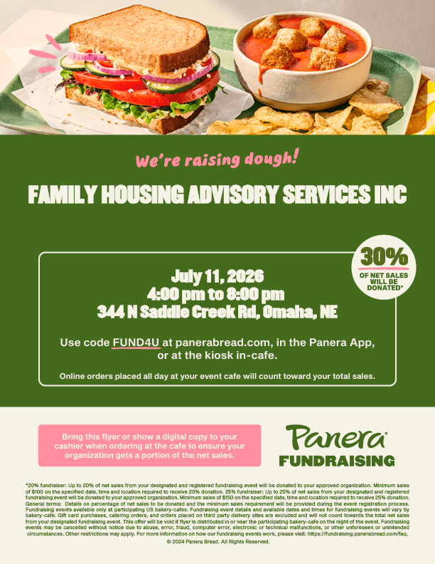 Raise some dough for FHAS on July 11 with your favorite order from the Saddle Creek Panera!