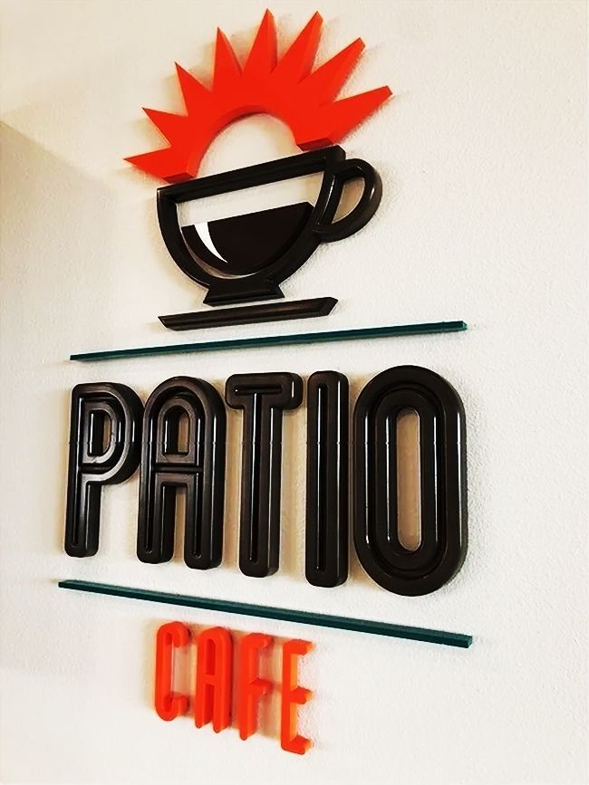 MA3004 -Wall-mounted Letters and Logo for the Patio Cafe, Carved in 2.5-D Relief from HDU 