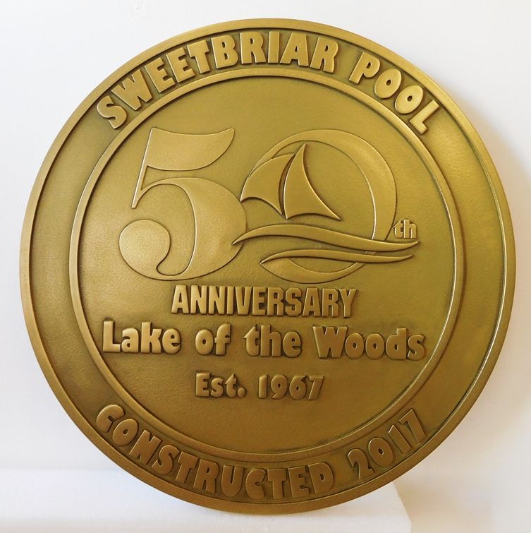 GB16102 - Bronze Plated Commemorating Fiftieth Anniversary for Sweetbriar Pool 