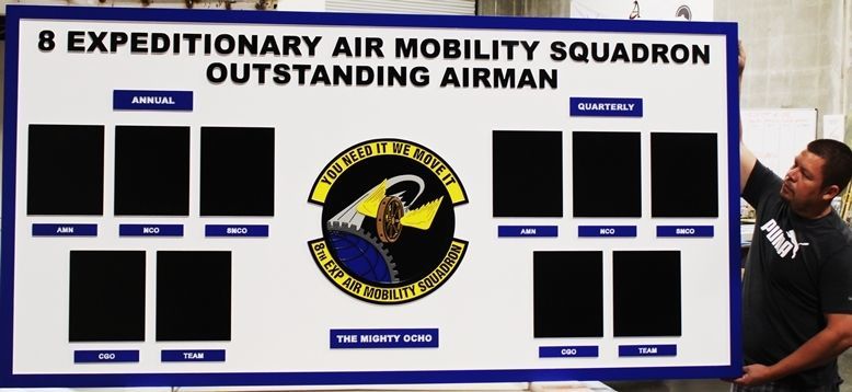 SB1165- Carved 2.5-D HDU Outstanding Airman Award  Board for the 8th Expeditionary Air Mobility Squadron, IS Air Force