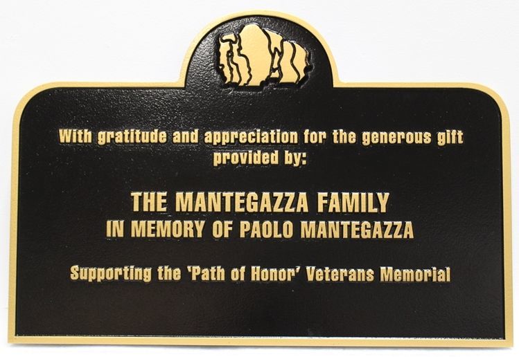 GC16656 - Carved  High-Density-Urethane (HDU) Memorial Wall Plaque Honoring Paola Mantegazza.