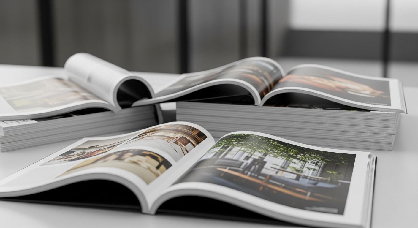 Custom magazine printing in Seattle and Bellevue WA featuring high-quality glossy magazines with vibrant colors and professional binding