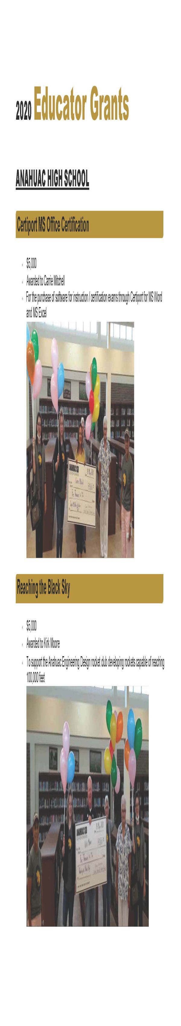 Anahuac ISD Education Foundation Who We Are Our Partners