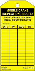 Mobile Crane Inspection Record Tag