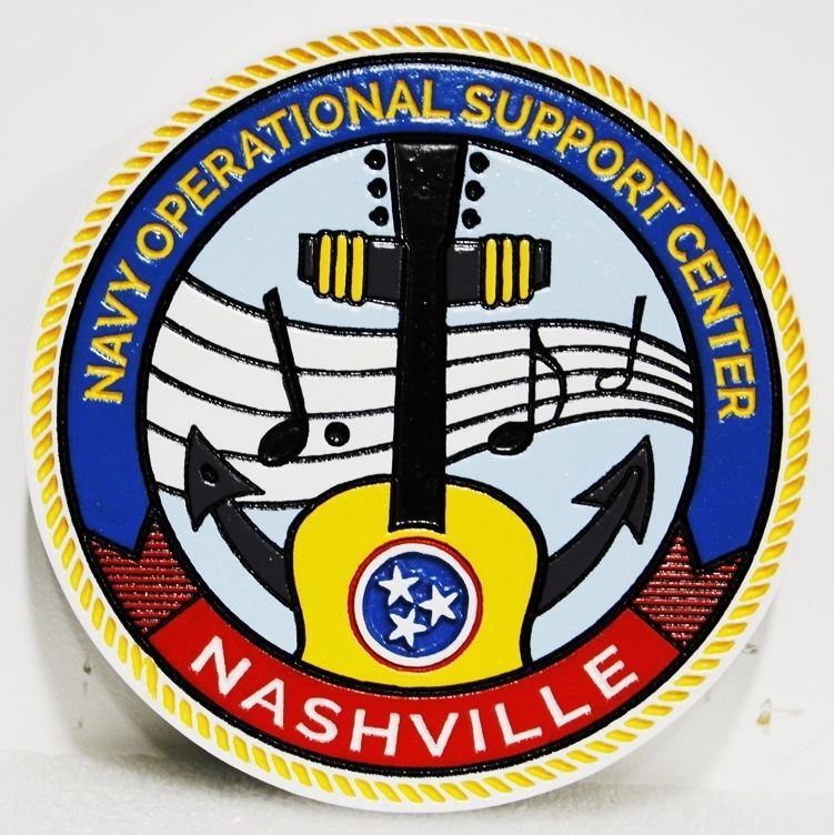 CB5300 - Logo for the  Navy Operational Support Center in Nashville, Multi-level Raised and Engraved Relief