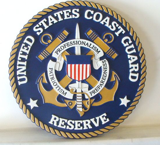 V31916 - US Coast Guard Reserve Carved Wood Wall Plaque
