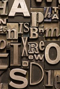artfully arranged printing press letters