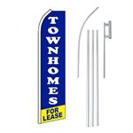 Townhomes For Lease Blue/Yellow Swooper/Feather Flag + Pole + Ground Spike