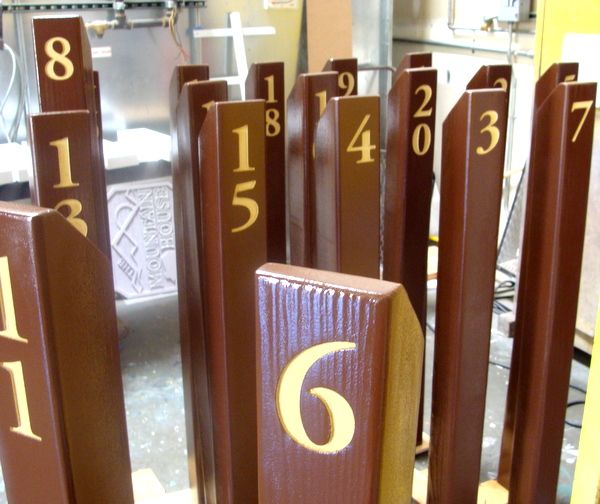 G16182 - Cedar Wood Post Engraved Campground Campsite Number Signs
