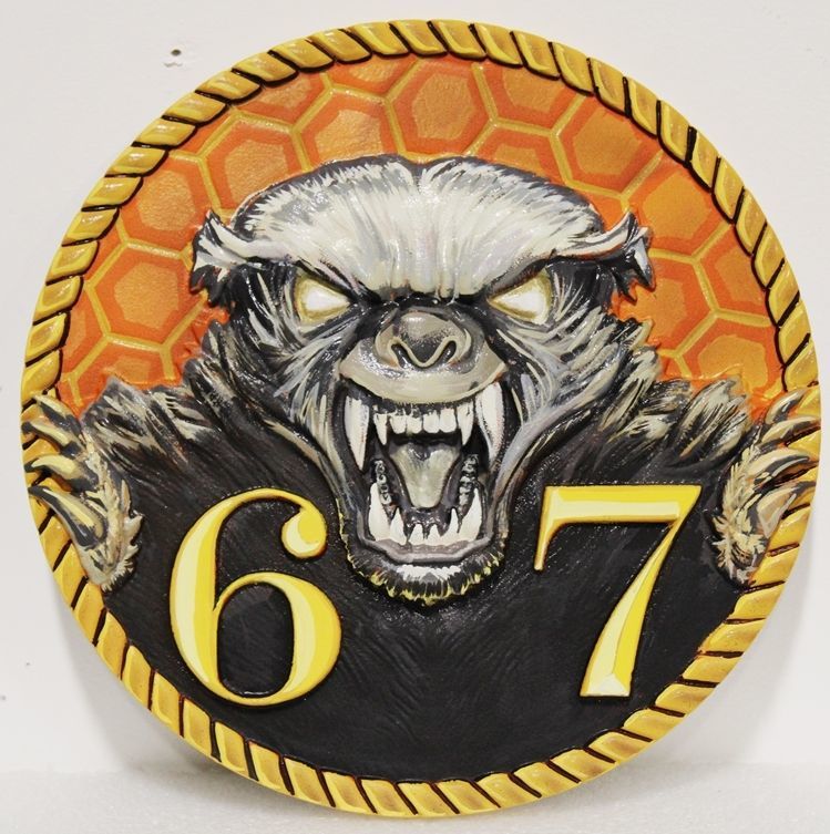 JP-2362 - Carved 2.5-D HDU Plaque of the Logo of  the Cryptologic Warfare Activity Sixty-Seven, US Navy
