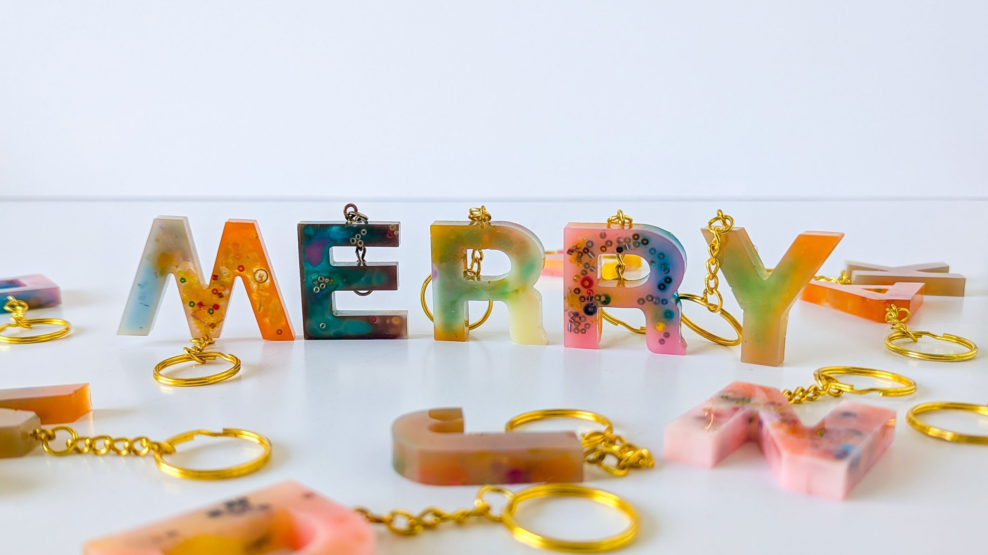 Photo of resin alphabet keychains