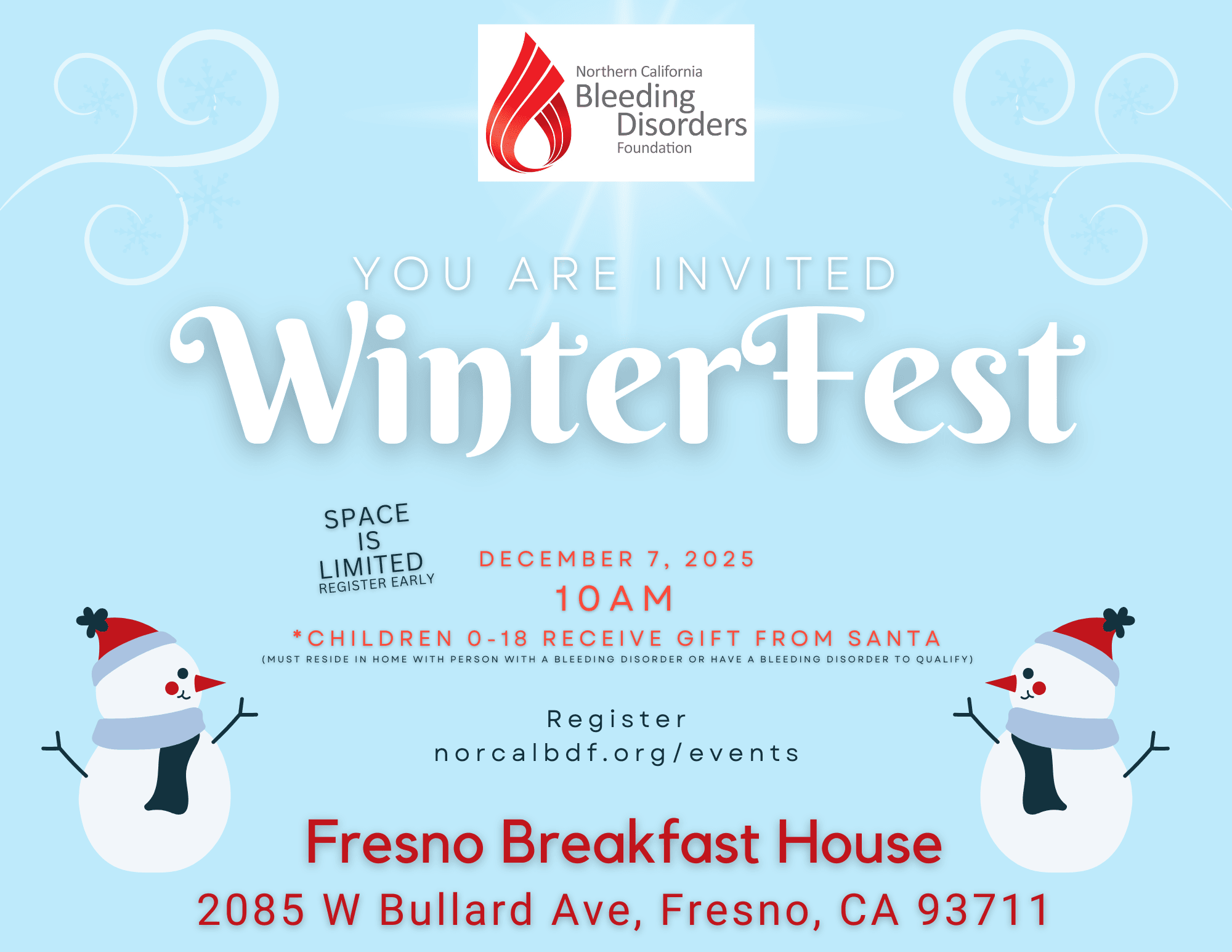 Santa; text describes event details and registration information and shows HFNC logo