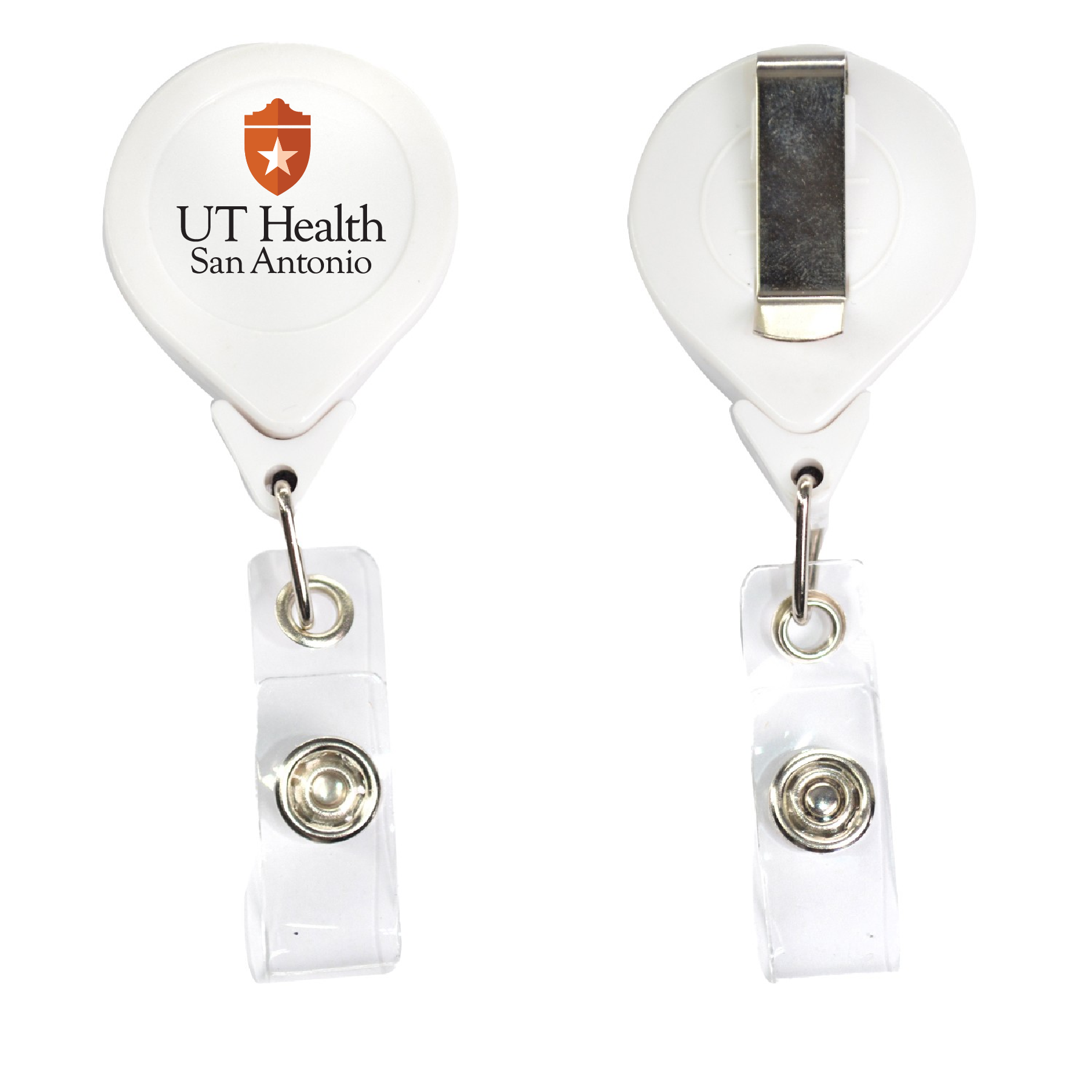 No-Twist Retractable Round Badge Reel With Dome and Belt Clip