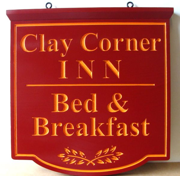 T29047 - Engraved   HDU Hanging Sign for the "Clay Corner Inn"  B&B 