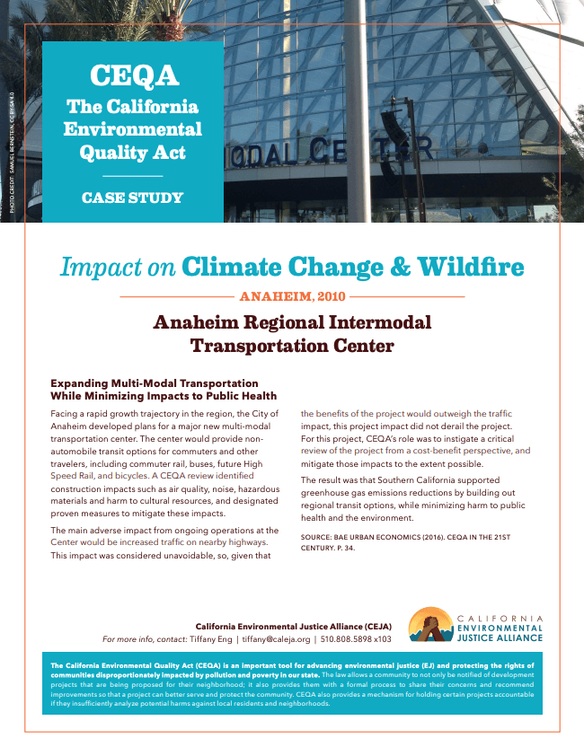 Impact on Climate Change & Wildfire Anaheim Regional Intermodal Transportation Center