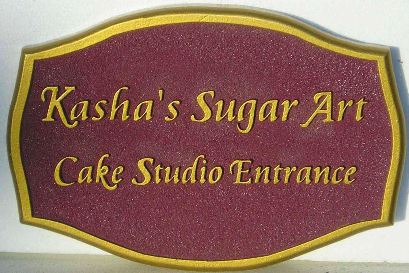 Q25603 - Sandblasted Sandstone Look HDU Entrance Sign for "Sugar Art"Cake Studio - Pastry Shop 