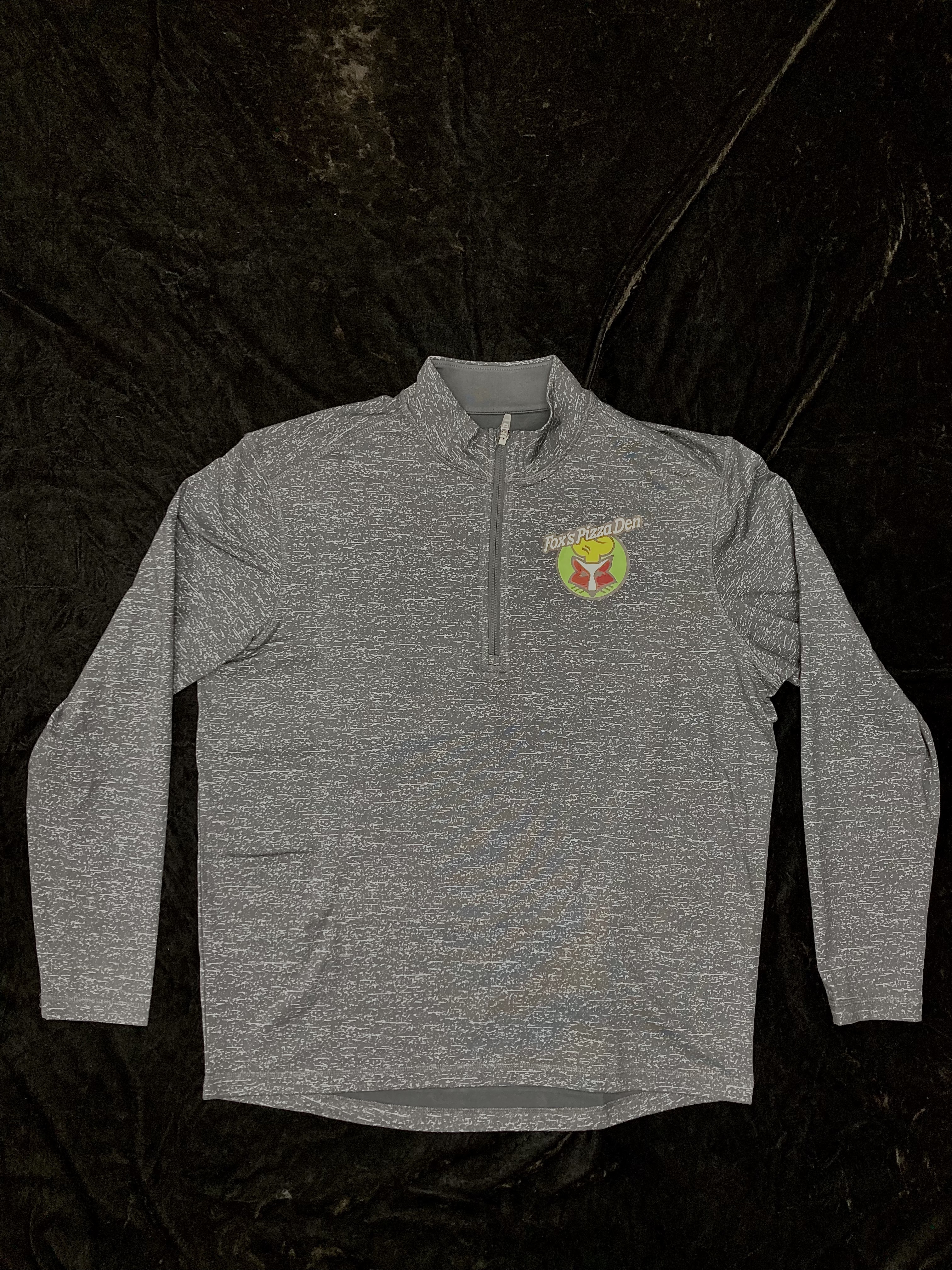 SALE Fox's Logo - Large Dark Heather Grey Poly/Spandex Quarter-Zip