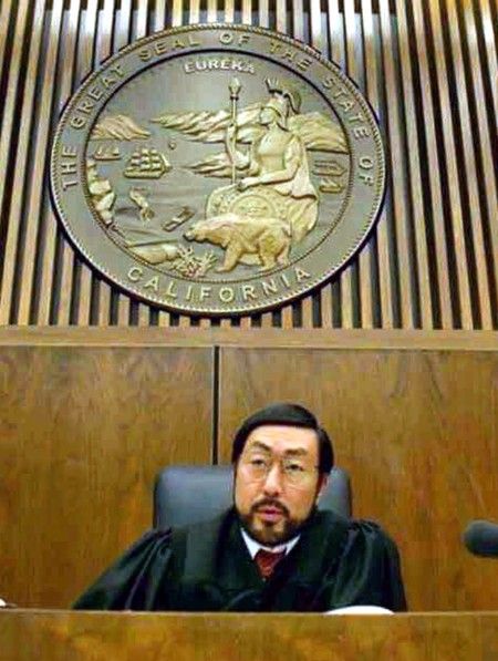 W32030 -  3-D Bas-Relief Bronze-coated Wall Plaque of the Seal of the State of  of California, mounted on a Wall in a Courtroom.