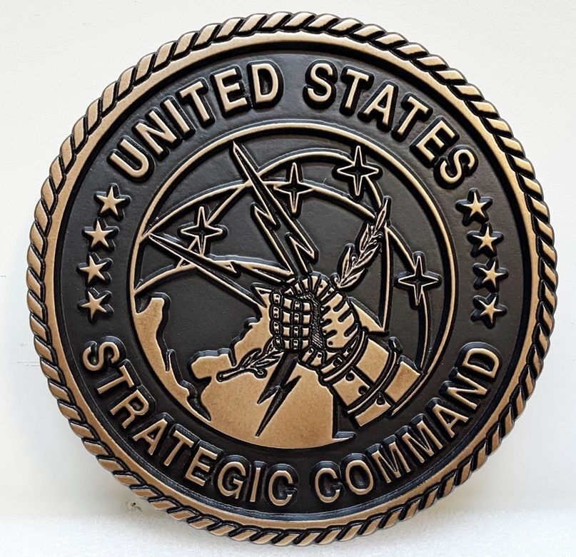 IP-1376 - Carved 2.5-D Outline Relief Bronze-Plated Plaque of the Seal of the  United States Strategic Command