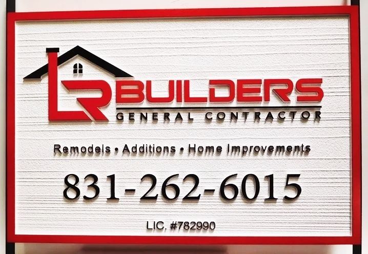 SC38100 - Large Carved  HDU Commercial Sign made for the "Builders"  General Contractor  Company, 2.5-D Artist-Painted