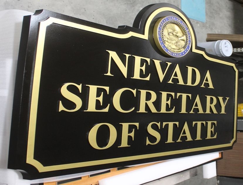 BP-1332 - Carved Wall Sign  for the Office of the Secretary of State ,   Nevada.