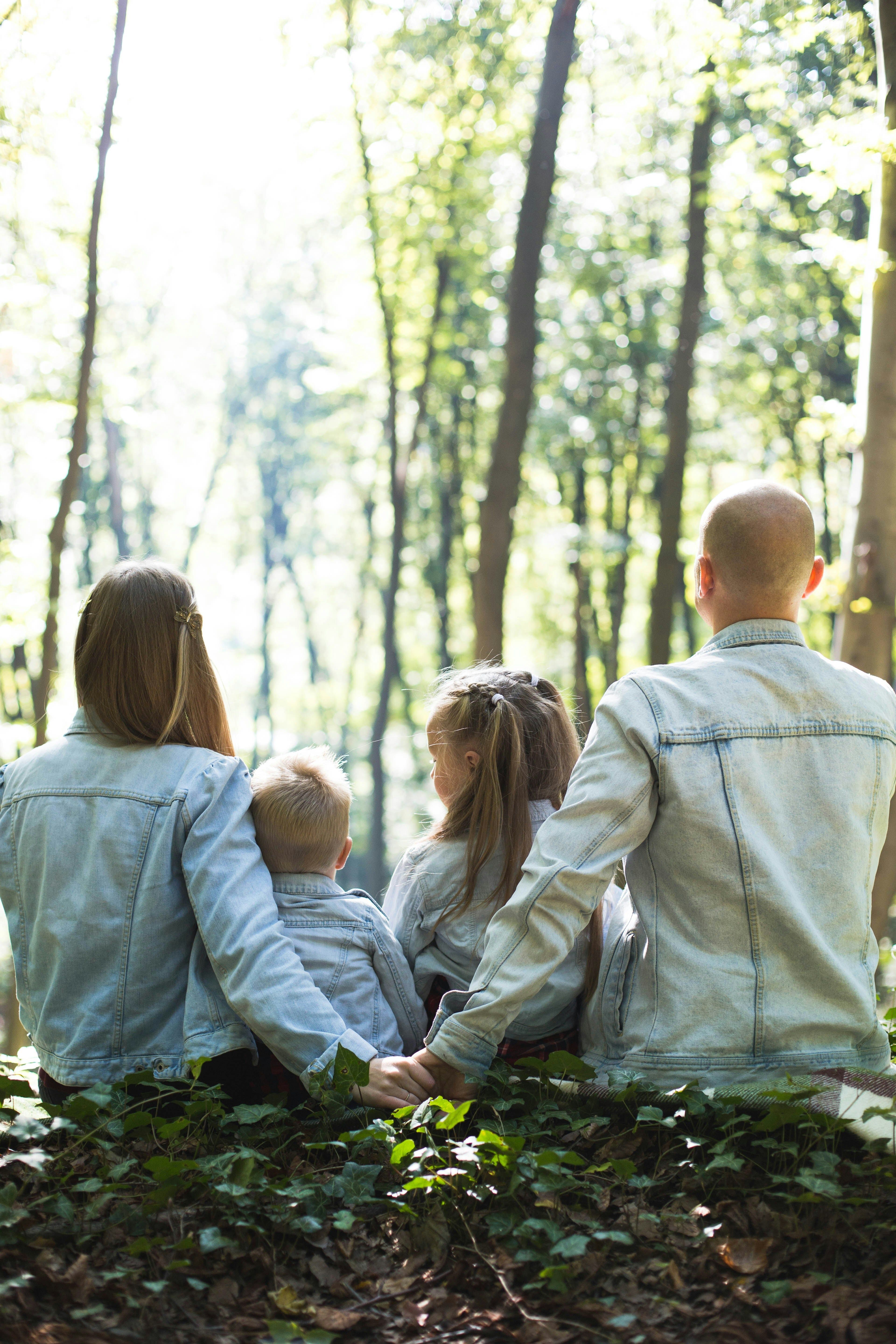 Family in denim jackets