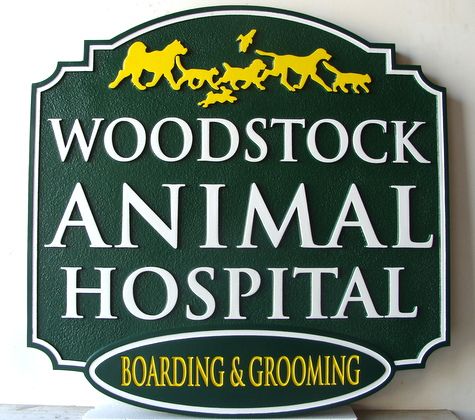 BB11752 - Woodstock Carved Wooden Sign for Small Animal Hospital