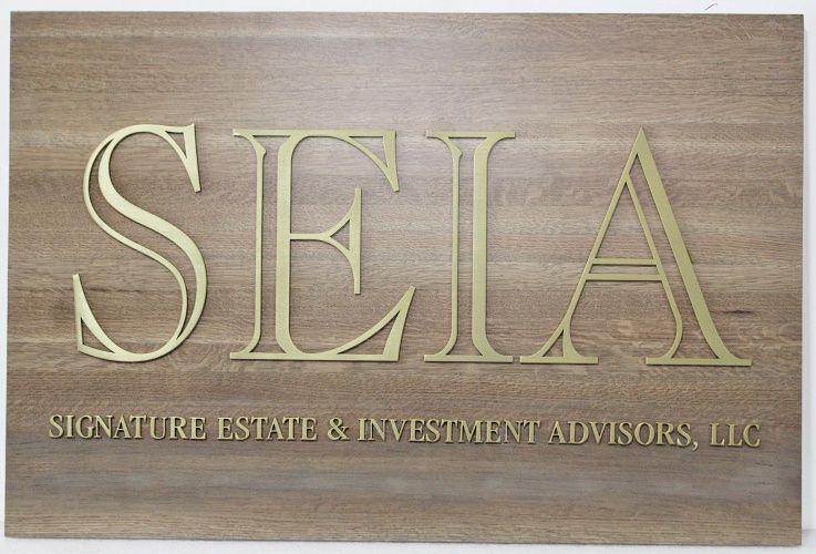 C120123 - Carved Wood Grain HDU Sign for "Signature Estate & Investment Advisors, LLC"