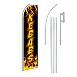 Kebabs Flames Red/Black Swooper/Feather Flag + Pole + Ground Spike