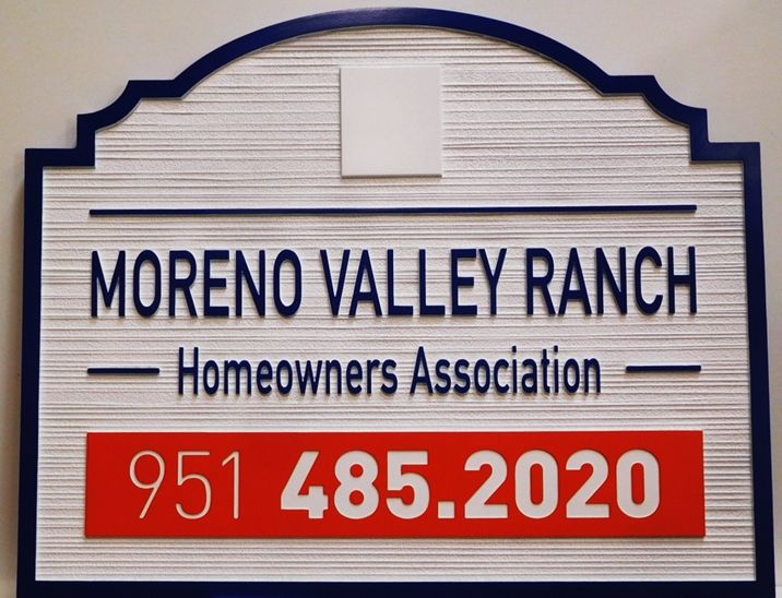 K20380 - Carved High-Density-Urethane (HDU)  Entrance sign for a HOA of a Residential Community, "Moreno Valley Ranch". 