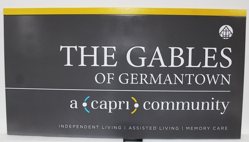 K20570 - Carved High-Density-Urethane (HDU)  Entrance and Sign for the " The Gables of Germantown " 