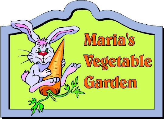 GA16709 - Vegetable Garden Sign with Rabbit Eating Carrot