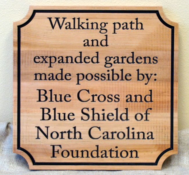 GA16586 -  Carved, Cedar Wood Sign for Expanded Gardens and Walking Path Sponsored by Foundation Grant 