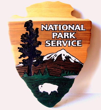 G16071 - Carved Cedar National Park Service (NPS) Arrow Logo